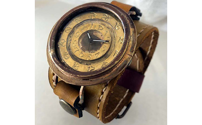 HR24の大型サイズ手作り時計　G（男性用）黄茶