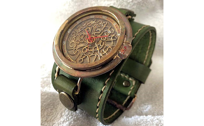 HR24の大型サイズ手作り時計　H（男性用）オリ－ブ