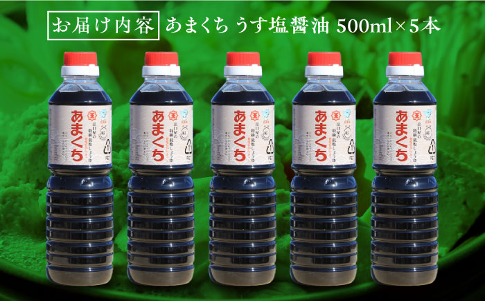 リピーター続出！あまくちうす塩醤油 500mL×5本 江田島市/有限会社濱口醤油[XAA044] 調味料