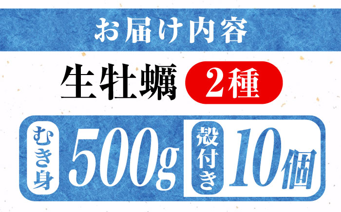 高品質の牡蠣を産地直送！ 【生牡蠣】【着日指定可能】『てつまるかき』牡蠣 むき身500g・殻付き10個セット 加熱用 かき 海鮮 海産物 簡単 広島県産 江田島市/有限会社テツマル海産 [XCO012]