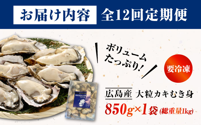 【全12回定期便】牡蠣 冷凍 こだわり大粒牡蠣むき身【瞬間冷凍】 約1kg 牡蠣 かき カキ 大粒 かき 海鮮 和食 海産物 広島県産 江田島市/有限会社マルイチ水産 [XCU016]