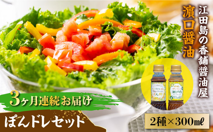 【全3回定期便】かけるだけで大満足！ぽんドレセット 300mL×2種 ドレッシング 江田島市/有限会社濱口醤油[XAA029] 定期便