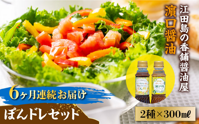 【全6回定期便】かけるだけで大満足！ぽんドレセット 300mL×2種 ドレッシング 江田島市/有限会社濱口醤油[XAA030] 定期便