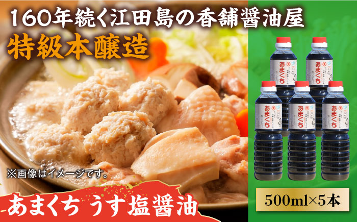 リピーター続出！あまくちうす塩醤油 500mL×5本 江田島市/有限会社濱口醤油[XAA044] 調味料