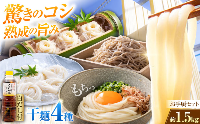 完全天日干し製法！江田島の干麺4種&白だし お手頃食べ比べセット うどん そば そうめん 料理 広島 ＜迫製麺所＞江田島市 [XAM005] パン・麺