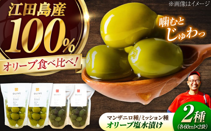 希少な国産オイル！オリーブ塩水漬けセット マンザニロ種＆ミッション種 各2個（パウチタイプ） 江田島市/瀬戸内いとなみ舎合同会社[XBB011] オリーブオイル