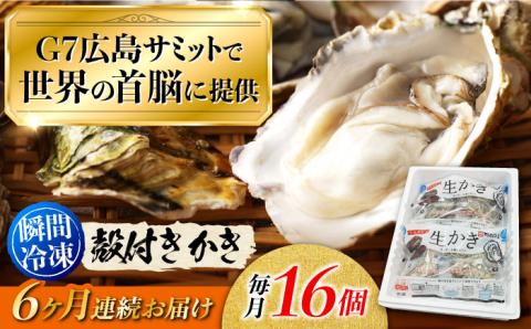 広島G7で提供された牡蠣！【全6回定期便】やながわ自慢！ 殻付き 牡蠣 16個(瞬間冷凍) 牡蠣 かき カキ 殻つき 瀬戸内 広島 ＜マルサ・やながわ水産有限会社＞江田島市[XBL013] 定期便