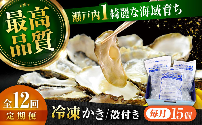 【全12回定期便】牡蠣 冷凍 殻付き かき カキ 広島牡蠣の老舗！安心・安全の新鮮牡蠣【瞬間冷凍】牡蠣 殻付き 蒸し牡蠣セット 15個入り 魚介類 和食 海鮮 海産物 広島県産 江田島市/株式会社かなわ [XBP041] 定期便