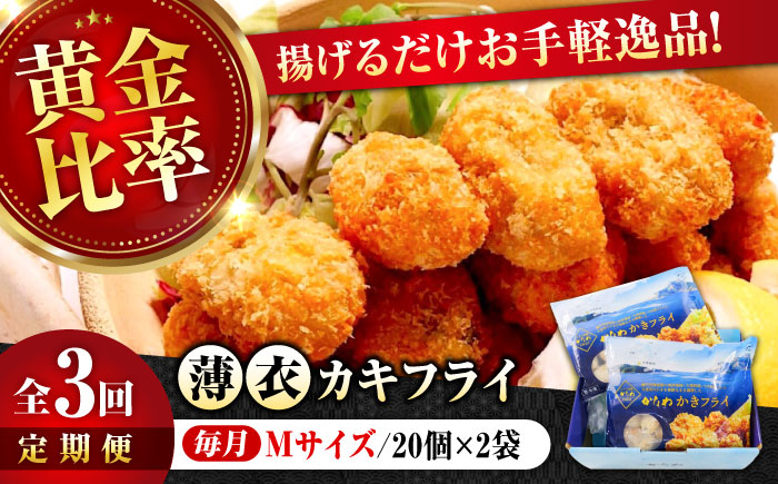 【全3回定期便】牡蠣 冷凍 カキフライ かき カキ 広島牡蠣の老舗！安心・安全の新鮮牡蠣【瞬間冷凍】牡蠣 かきフライMサイズ 40個入り 魚介類 和食 海鮮 海産物 広島県産 江田島市/株式会社かなわ [XBP045] 定期便