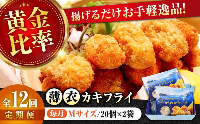 【全12回定期便】牡蠣 冷凍 カキフライ かき カキ 広島牡蠣の老舗！安心・安全の新鮮牡蠣【瞬間冷凍】牡蠣 かきフライMサイズ 40個入り 魚介類 和食 海鮮 海産物 広島県産 江田島市/株式会社かなわ [XBP047] 定期便