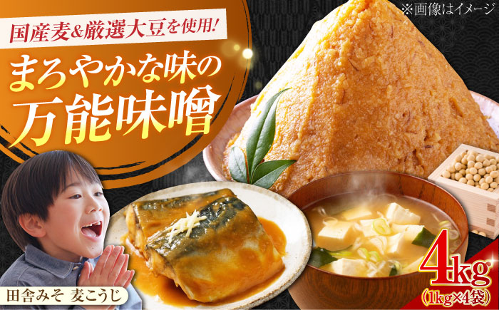 【年内発送】【毎日食べても飽きない！創業明治28年から変わらない伝統の味】田舎みそ（麦こうじ）1kg×4袋＜瀬戸内みそ高森本店＞江田島市 [XBW001] 調味料