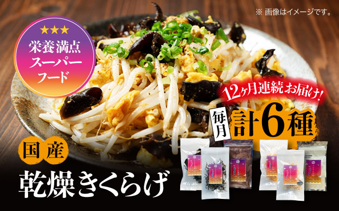 【全12回定期便】【栄養満点のスーパーフード！りんりんきくらげ】国産 乾燥 木耳 美容 健康 りんりんセット 計6袋＜株式会社凛＞江田島市 [XCB008] 定期便