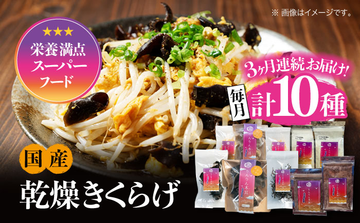 【全3回定期便】【栄養満点のスーパーフード！りんりんきくらげ】国産 乾燥 木耳 美容 健康 よくばりセット 計10袋＜株式会社凛＞江田島市 [XCB012] 定期便