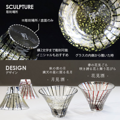 【彫刻ペア江戸硝子 八千代窯】冷酒坏揃えペア　PT-17