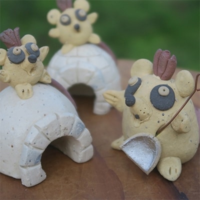 【広島県・安芸太田町・風炎窯】～もりみんマスコット(ペア)