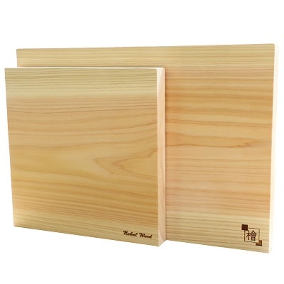 安芸太田産ひのき1枚板まな板セット (長方形・L ＆ 正方形・M)