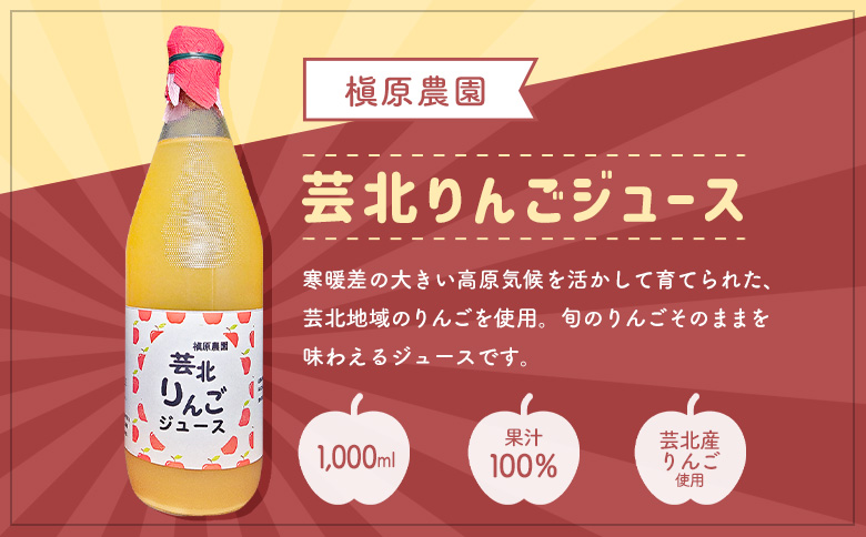 りんごジュース 芸北りんご 槇原農園 果汁100% ストレートジュース 1,000ml  3本
