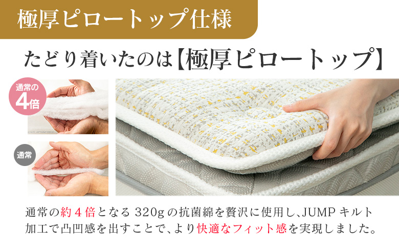 マットレス クイーン 咲夜No Way! 源ベッド ポケットコイル 6.7インチ ピロートップ仕様 選べる2種の寝心地 圧縮梱包 クイーン（幅160x長さ195x厚み27cm）