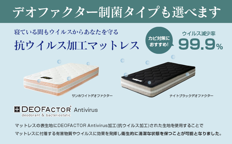 マットレス クイーン 咲夜レアル 抗ウイルス加工 衛生タイプ 源ベッド ポケットコイル 6.7インチ 選べる3種の寝心地 デオファクター deofactor 圧縮梱包 制菌加工 抗かび加工 両面仕様 クイーン衛生タイプ（幅160x長さ195x厚み26cm）