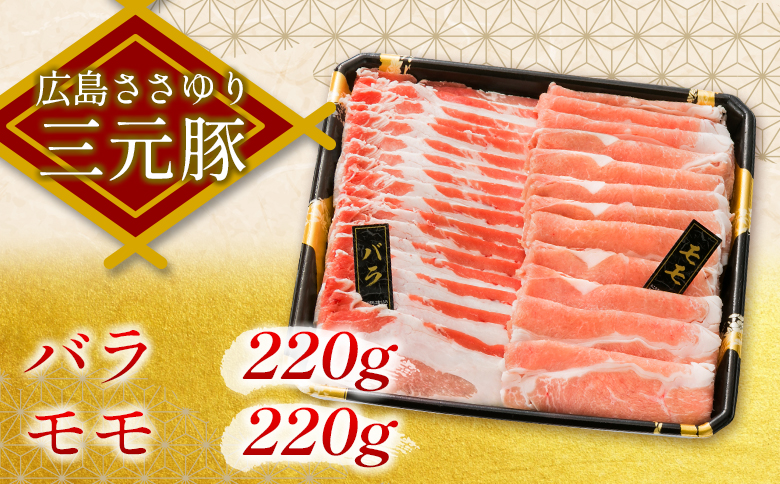≪1月下旬発送≫＼数量限定寄付額／ 豚肉 三元豚 しゃぶしゃぶバラエティセット ささゆりファームの広島ささゆり(R)三元豚（合計880g）