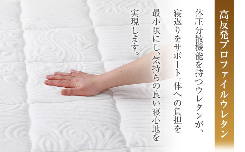 マットレス （セミダブル） ポケットコイル 抗ウイルス加工 衛生タイプ ベッド 寝具 インテリア 家具  国産 夜香 プレミアム2 高反発 プロファイル ウレタン ポケットコイルマットレス デオファクター deofactor 圧縮梱包 制菌加工 抗かび加工 両面仕様 セミダブル衛生タイプ（幅120x長さ195x厚み26cm）