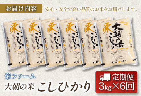 『定期便』全6回 コシヒカリ 精米 3kg 大朝の米こしひかり 栄ファーム 毎月届く定期便 米どころ北広島町のおいしいお米 【定期便】精米3kg × 6回