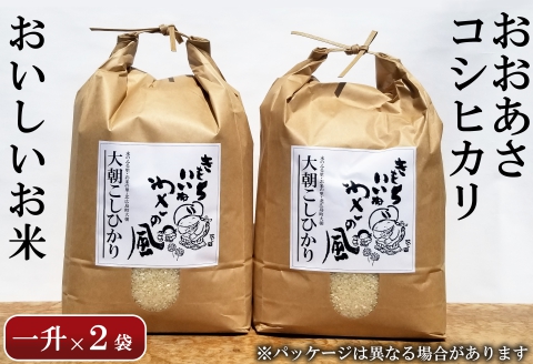 白米 コシヒカリ 1升×2袋 精米 3kg おおあさコシヒカリ