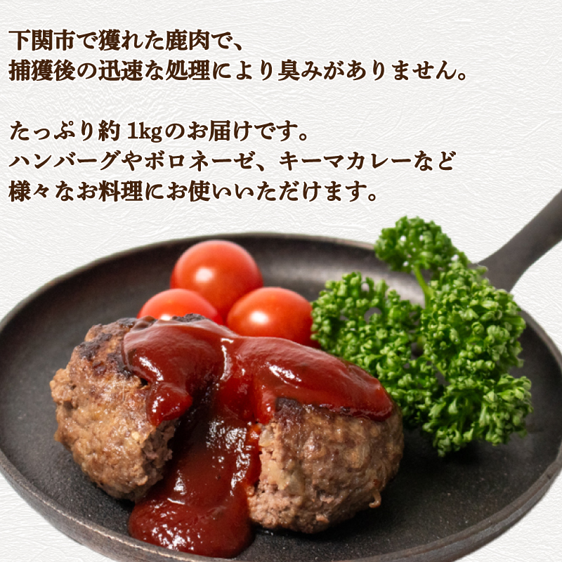 鹿肉 ミンチ 約 1kg 冷凍