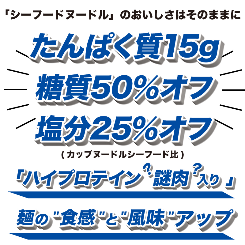 カップヌードル シーフード PRO 高たんぱく ＆ 低糖質 さらに塩分控えめ 12食 入り 糖質50%オフ 塩分25%オフ (カップヌードルシーフードヌードル比) 長期保存 謎肉 ラーメン カップラーメン インスタント カップ麺 カップヌードルシーフードPRO