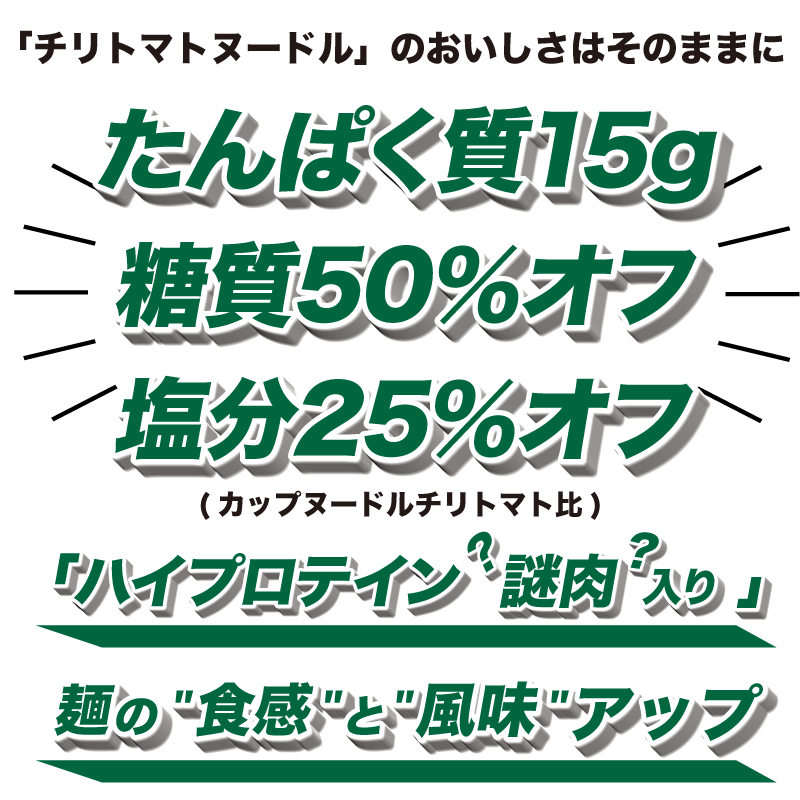 カップヌードル チリトマト PRO 高たんぱく ＆ 低糖質 さらに塩分控えめ 12食 入り 糖質50%オフ 塩分25%オフ (カップヌードルチリトマトヌードル比) 長期保存 謎肉 ラーメン カップラーメン インスタント 即席麺 カップ麺 カップヌードルチリトマトPRO