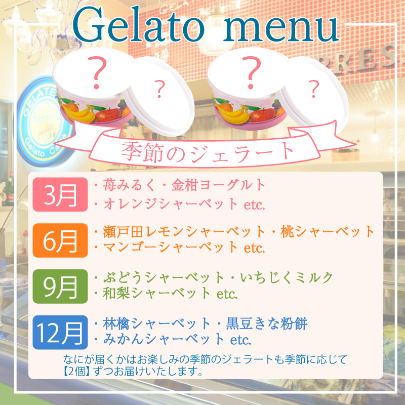 【定期便4回】 ジェラート おまかせ セット 6個 × 4回 計 24個