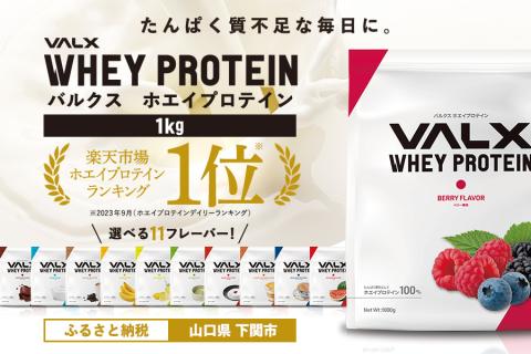 ベリー風味】VALX ホエイプロテイン 1kg 美味しい タンパク質 満足 ダイエット 運動 スポーツ: 下関市ANAのふるさと納税