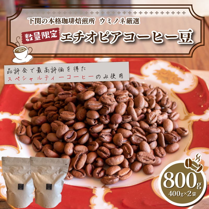 【深煎り】 訳あり コーヒー豆 800g ( 400g × 2袋 ) 数量限定 エチオピア 珈琲 自家焙煎 下関 山口