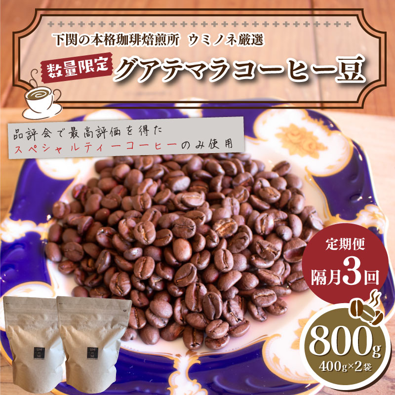 【定期便】【豆】 訳あり コーヒー豆 800g ( 400g × 2袋 ) 隔月3回 合計 2.4kg 数量限定 グアテマラ