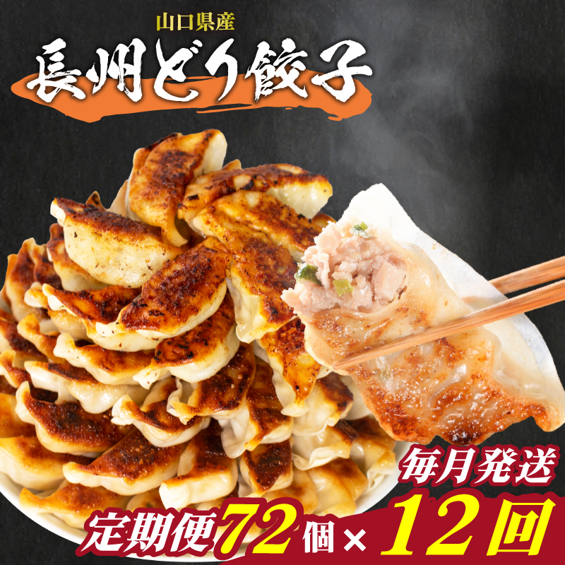 訳あり 長州どり餃子 12回 毎月 定期便 72個 12個×6パック 冷凍 長州どり餃子【毎月発送】 72個×12回