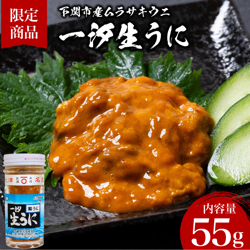 一汐 紫 生 うに ムラサキウニ 55g 冷凍 瓶 ご飯のおとも 酒の肴 下関 山口