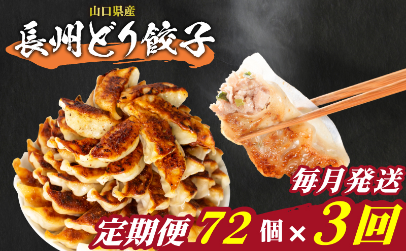 訳あり 長州どり餃子 3回 毎月 定期便 72個 12個×6パック 冷凍