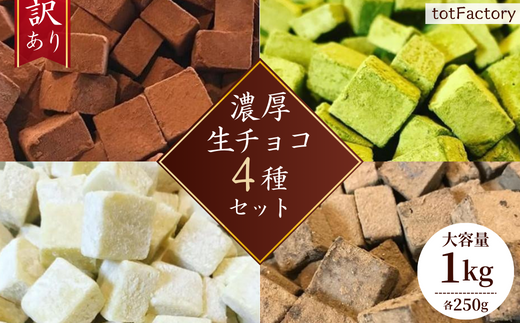 訳あり 自分チョコ 濃厚生チョコ4種セット 各250g