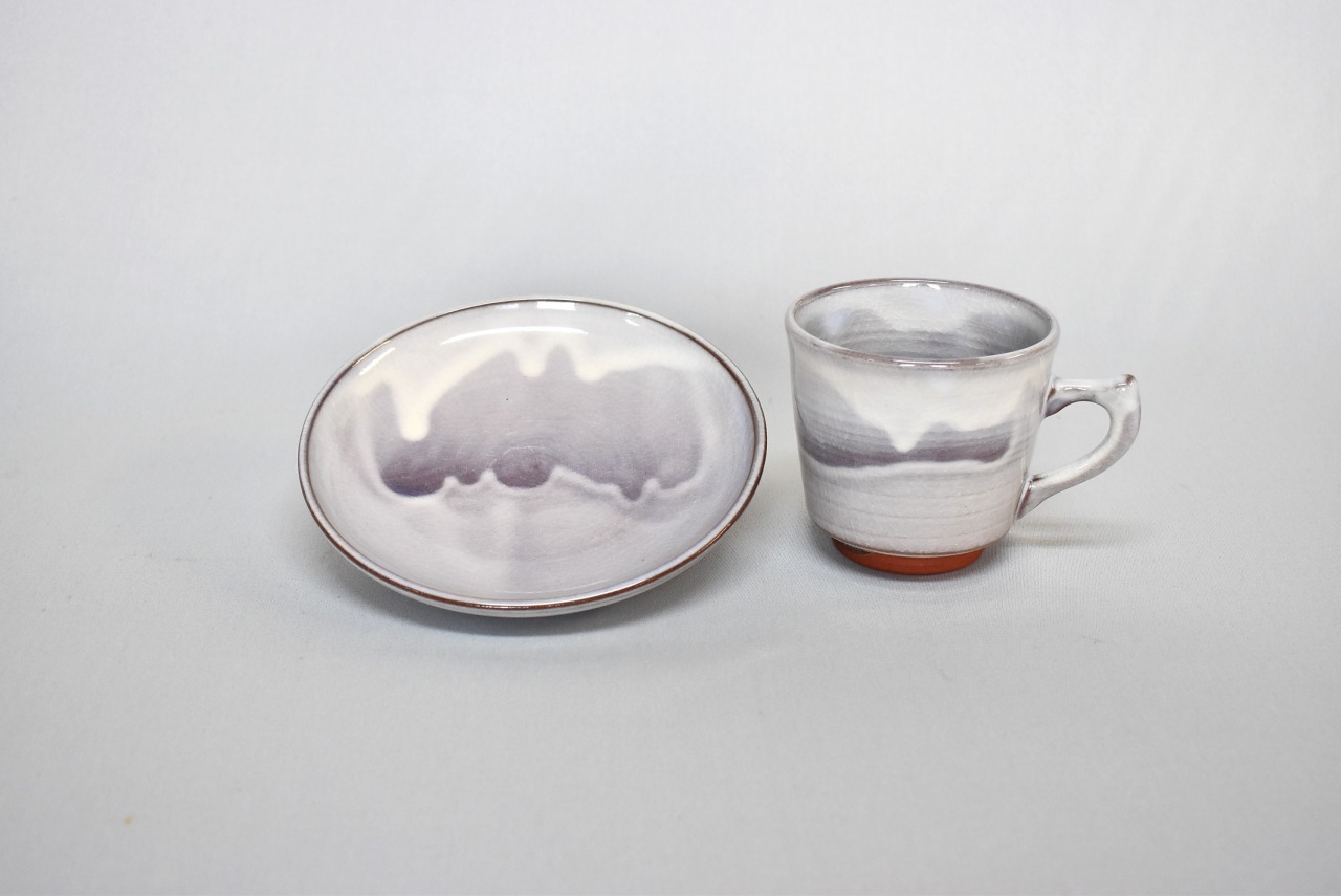 萩焼 萩むらさきコーヒーカップ (角)｜HG000107