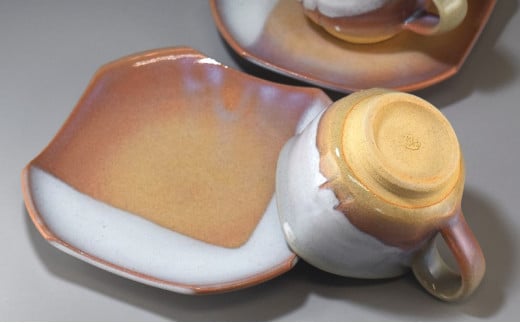 萩焼　コーヒーカップ・ペア（四角）｜HG000330