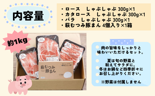 萩むつみ豚 しゃぶしゃぶ・豚まんセット｜HG000571