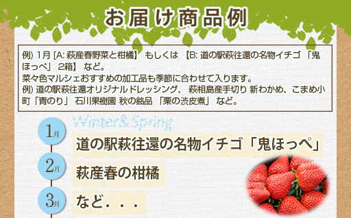 野菜ソムリエプロselect／萩・季節の食材定期便　隔月発送・3回コース｜HG0032-B 定期便　隔月発送3回コース