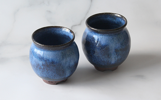 萩焼　だるま組湯呑　蒼釉｜HGH00093