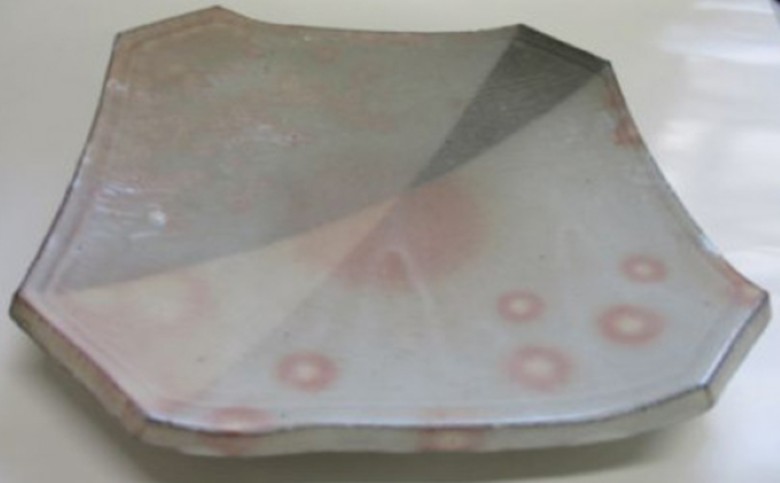 8代佳炎作　萩焼　掛分　角切皿｜HG000018