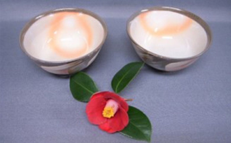 萩焼 ペア刷毛目ごはん茶碗｜HG000086