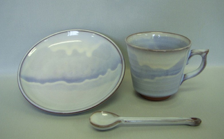 萩焼 萩むらさきコーヒーカップ (角)｜HG000107