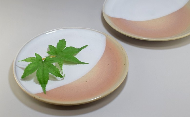 萩焼　掛分け平丸皿　1客｜HG000316