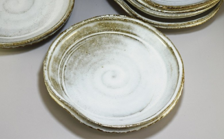 萩焼　荒丸皿　5客揃｜HG000331