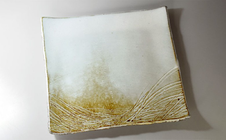 萩焼　四方大皿｜HG000554