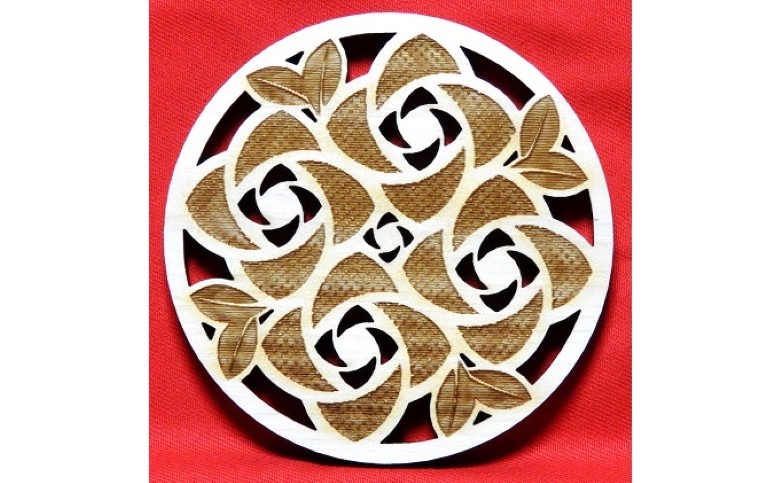 伝統文様コースター 萩の花こよみ 桧製 6枚組｜HG000578